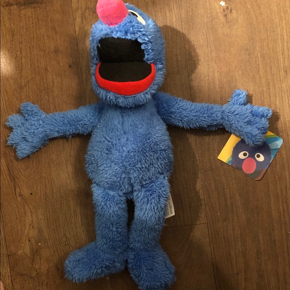 Sesame Street Blue Grover Plush with Pink Nose and Red Mouth